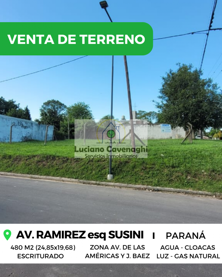 RETASADO!!! VENTA de TERRENO EN ESQUINA - AV. RAMIREZ, PARANA