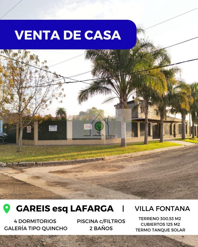 VENTA de GRAN CASA en ESQUINA - GAREIS, VILLA FONTANA