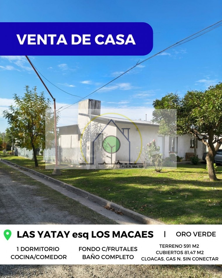 VENTA de CASA en ESQUINA - LAS YATAY, ORO VERDE