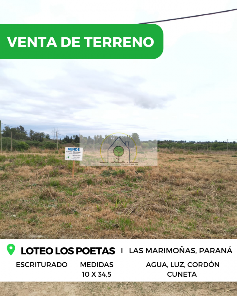 VENTA de TERRENO - LAS MARIMOÑAS, PARANA