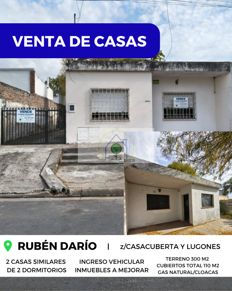VENTA de DOS CASAS - RUBEN DARIO, PARANA 